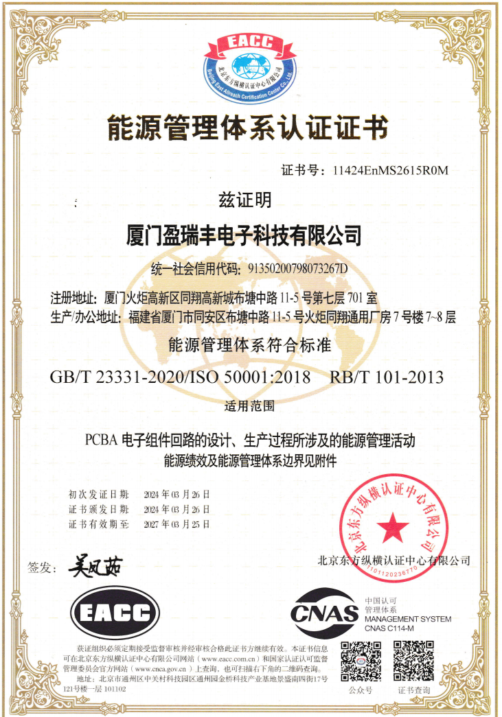 Energy Management System Certification Certificate